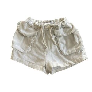Zara Baby Girl White Linen  Blend Shorts Size 18-24 months elastic waistband